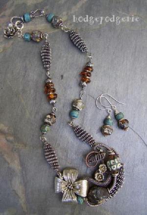 Ancient Musing - Sterling Silver and Lampwork Necklace