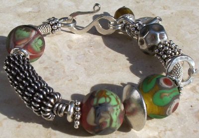 The Gobi Lampwork and Silver Bangle