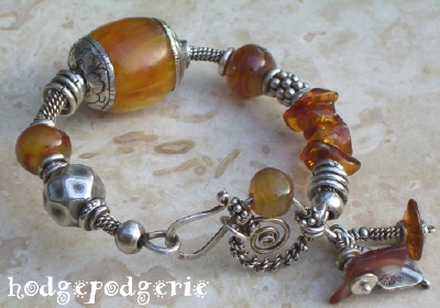 Silver and Amber Bangle