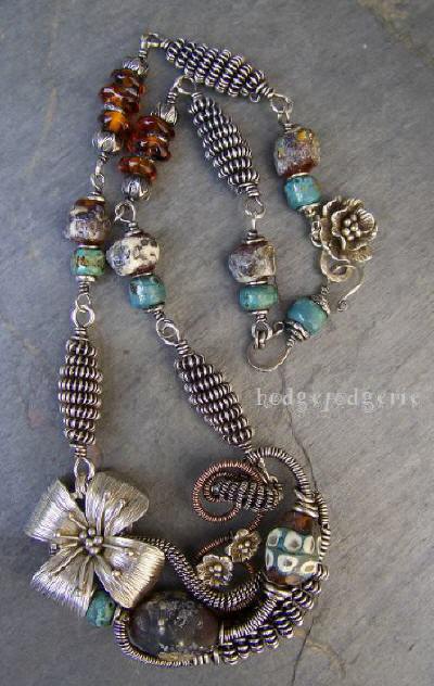 Ancient Musing - Sterling Silver and Lampwork Necklace