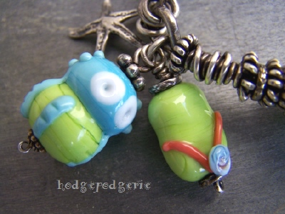 Beach Fun Lampwork and Sterling Silver Bangle