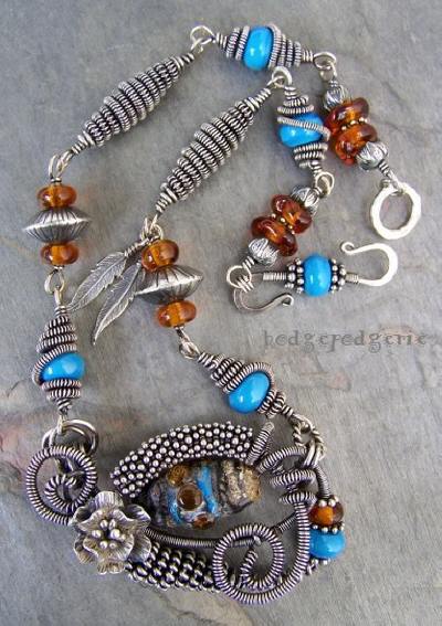 Native Dance Lampwork and Sterling Silver Necklace