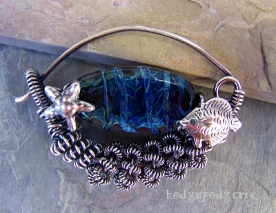 lampwork and sterling silver pin