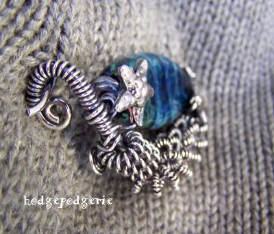 lampwork and sterling silver pin