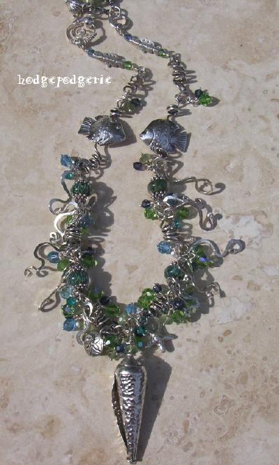 Seascape - Sterling Silver and Lampwork Necklace