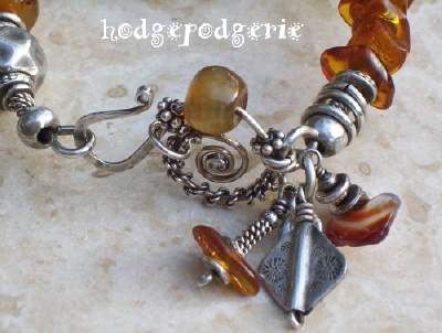 Silver and Amber Bangle